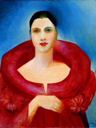 autorretrato de Tarsila do Amaral com casaco vermelho