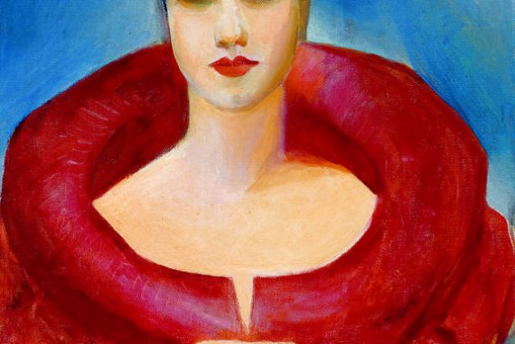 autorretrato de Tarsila do Amaral com casaco vermelho