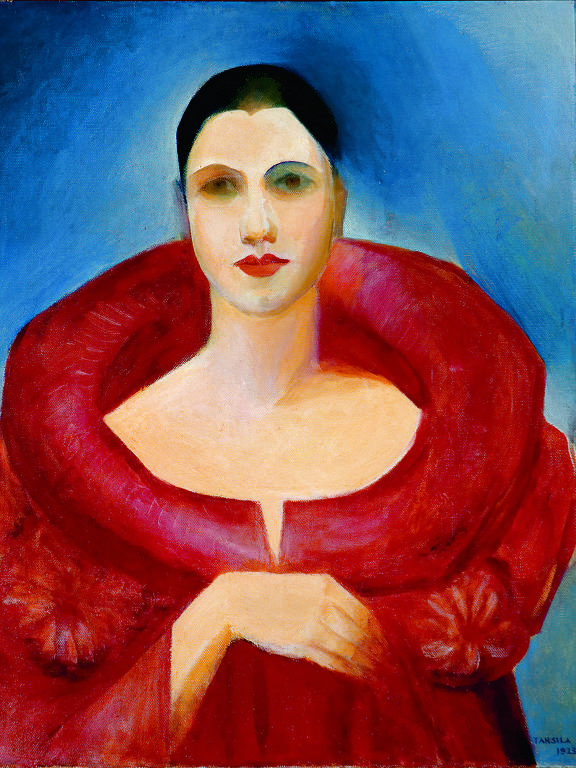 autorretrato de Tarsila do Amaral com casaco vermelho