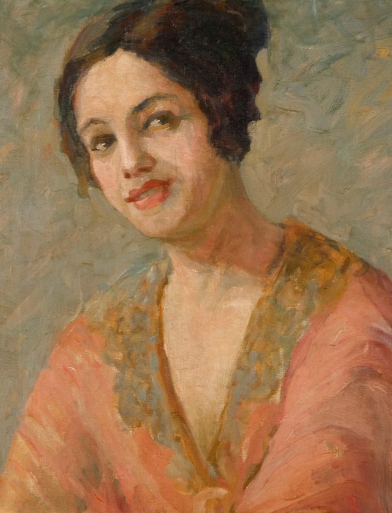 Autorretrato de Tarsila do Amaral de vestido rosa_1921