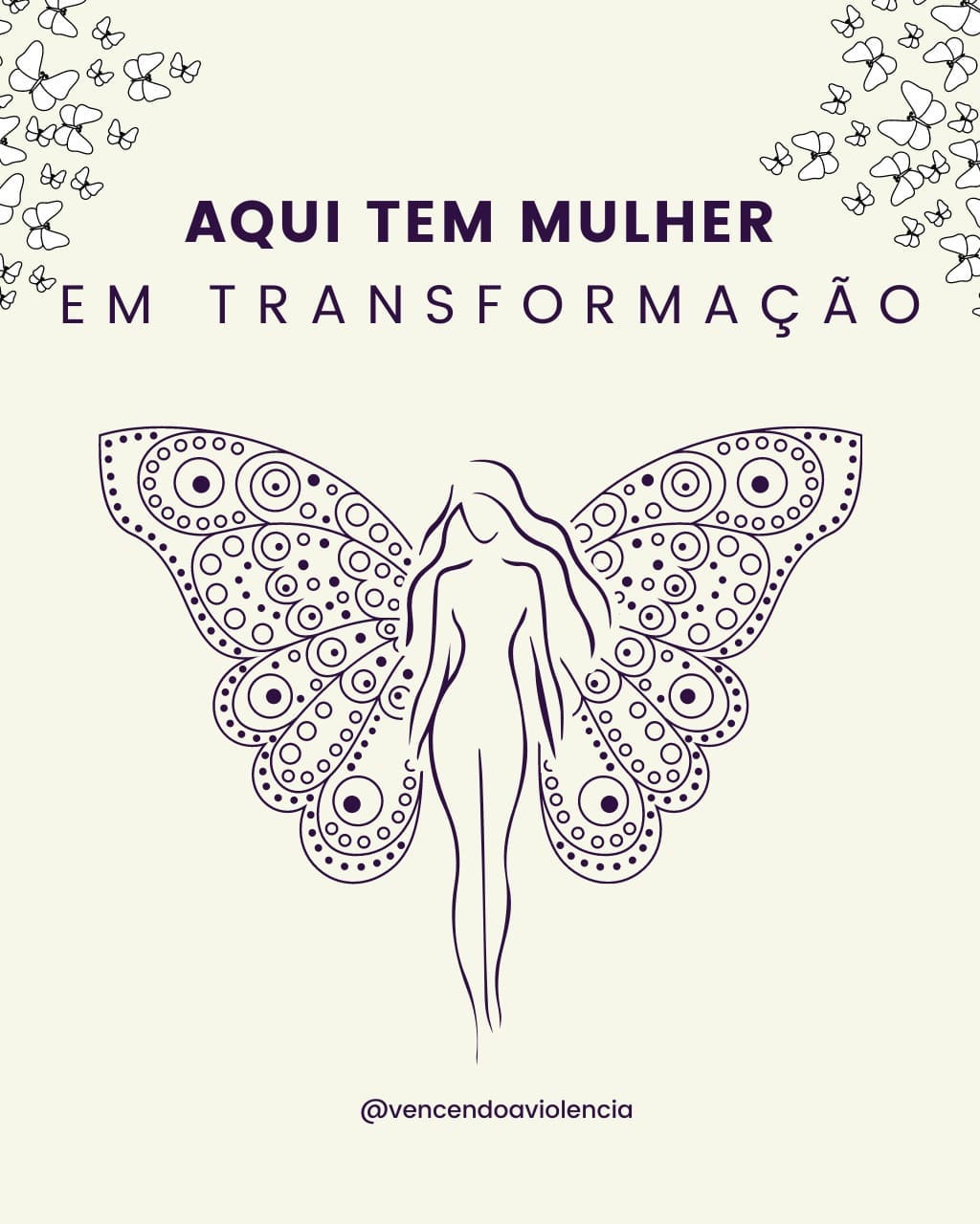 card com dizer: "Aqui tem mulher em transformação"