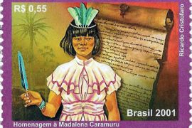 selo estampado Madalena Caramuru - educação feminina