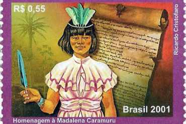 selo estampado Madalena Caramuru - educação feminina