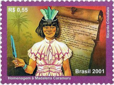selo estampado Madalena Caramuru - educação feminina