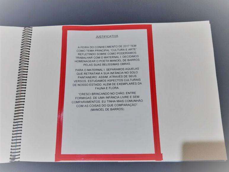 Texto sobre o Projeto Minha infância em poesias.  Justificativa