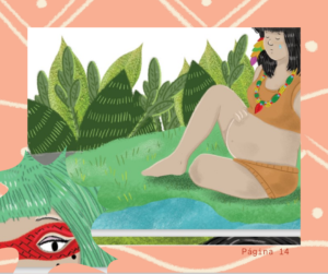 Maion grávida sentada na beira do rio