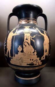 Electra, Orestes e Hermes no túmulo de Agamemnon.
